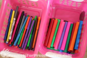organizing markers for easy use and storing