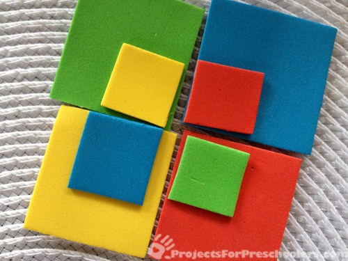 Playing with craft foam squares Playing with craft foam squares