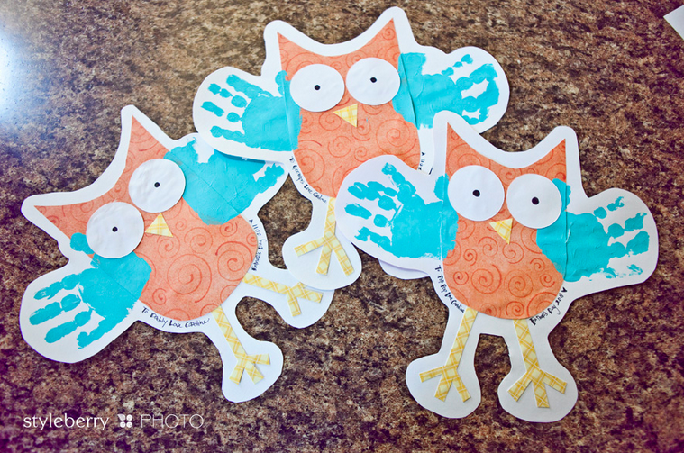 Fall Handprint Owls from StyleBerryBlog.com