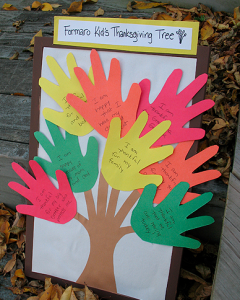 Fall handprint tree with handprint leaves by CraftsByAmanda.com