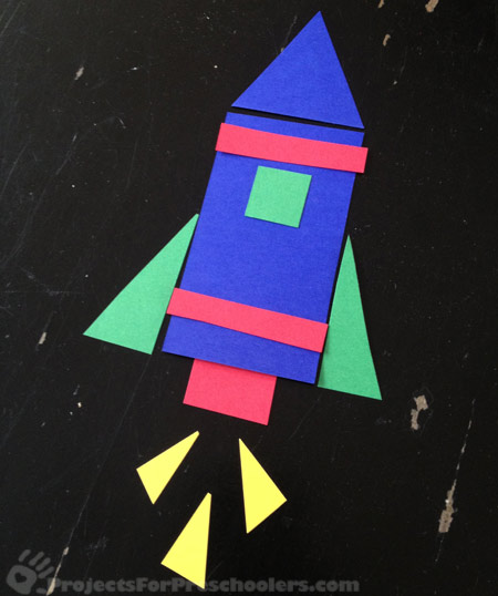 Make a Rocket with Rectangles and Triangles - Projects for Preschoolers