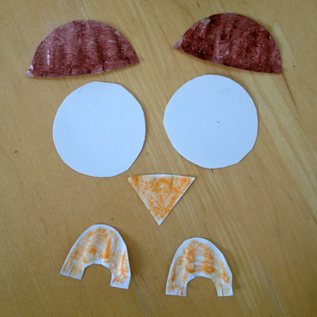 Owl parts cut from paper plate