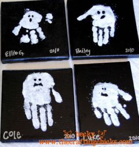 Sparkly handprint ghosts