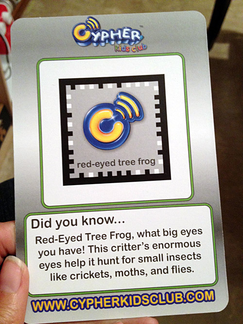 Back of Cypher Kids Club frog card