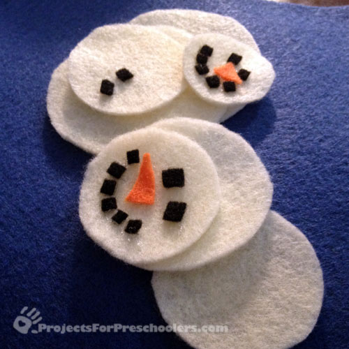 Lots of felt snowmen heads