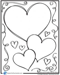 Valentine heart and swirls coloring page