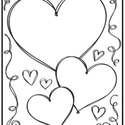 Valentine Hearts and Swirls coloring page
