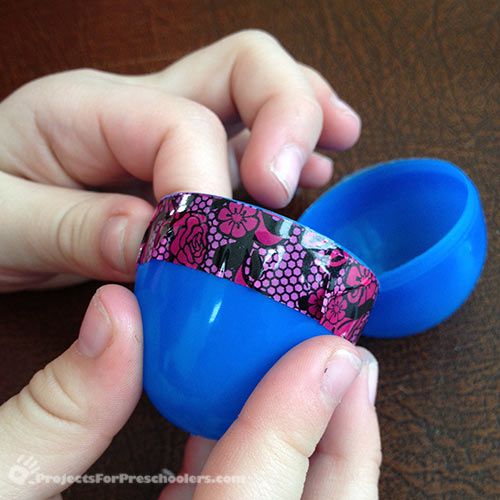 Open egg for easier tape decorating