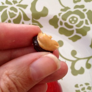 Stick raisins on using peanut butter