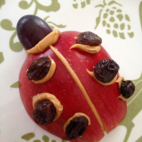 Final apple and raisin ladybug snack