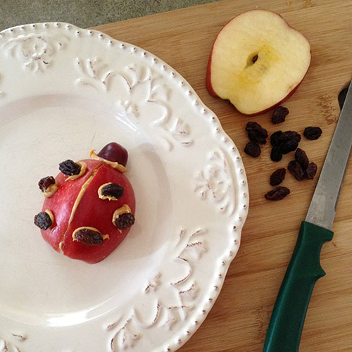Ladybug Apple and Raisin Snack