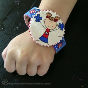 Finished patriotic no-sew bracelet