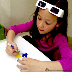 Coloring with blue glasses