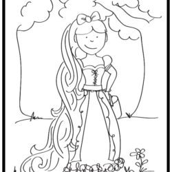 The story of Rapunzel and coloring page