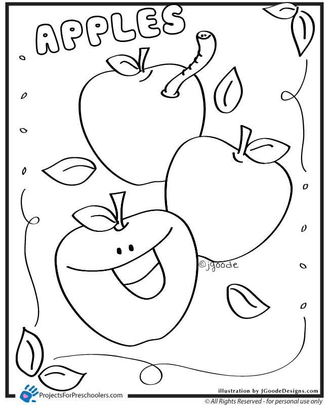 Free Printable Fall Apples Coloring Page