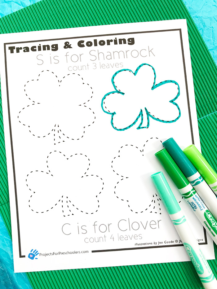 Shamrock and Clover Tracing Activity printable page